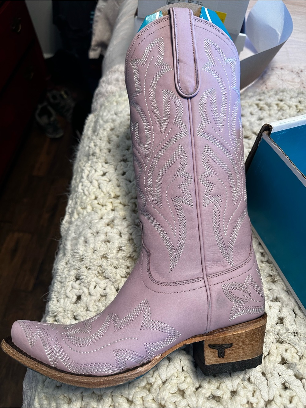 Women's Pink Western Heeled Boot with Embroidered Detail